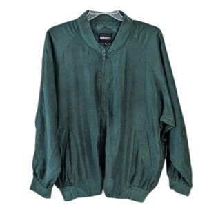Vintage Moores 100% silk Bomber jacket green Xl @E